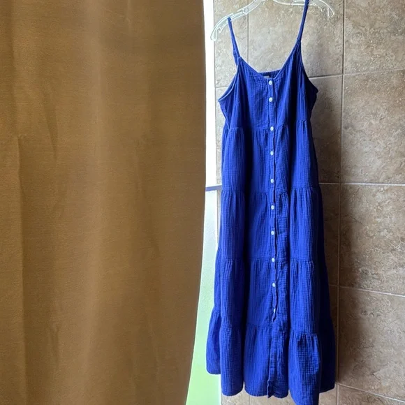 Universal Thread Cotton Gauze Sleeveless Maxi Dress Smocked Back Panel Pockets! - Picture 3 of 16